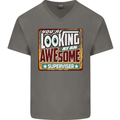 You're Looking at an Awesome Supervisor Mens V-Neck Cotton T-Shirt Charcoal