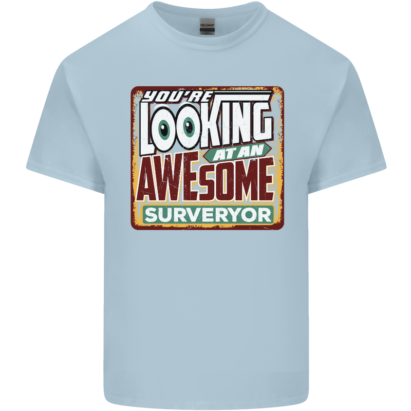You're Looking at an Awesome Surveyor Mens Cotton T-Shirt Tee Top Light Blue