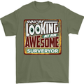 You're Looking at an Awesome Surveyor Mens T-Shirt Cotton Gildan Military Green