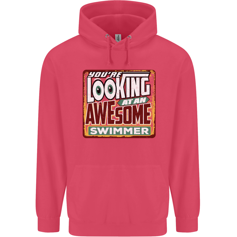 You're Looking at an Awesome Swimmer Childrens Kids Hoodie Heliconia