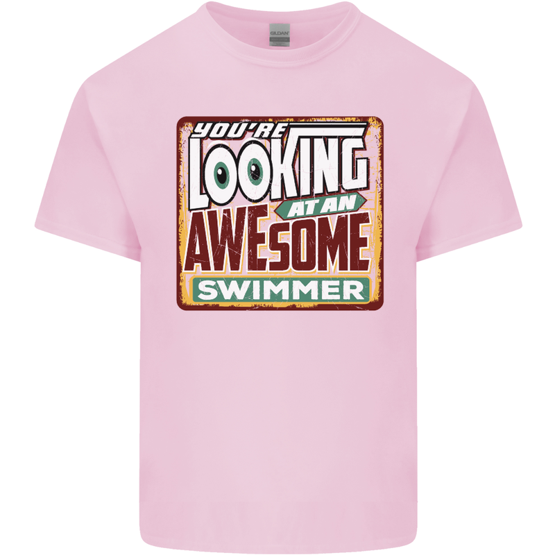 You're Looking at an Awesome Swimmer Mens Cotton T-Shirt Tee Top Light Pink
