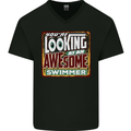 You're Looking at an Awesome Swimmer Mens V-Neck Cotton T-Shirt Black