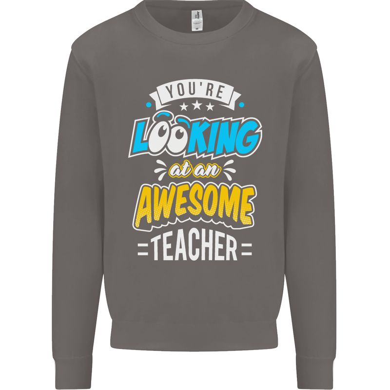 You're Looking at an Awesome Teacher Mens Sweatshirt Jumper Charcoal