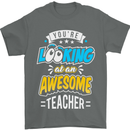 You're Looking at an Awesome Teacher Mens T-Shirt Cotton Gildan Charcoal