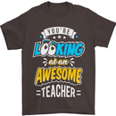 You're Looking at an Awesome Teacher Mens T-Shirt Cotton Gildan Dark Chocolate