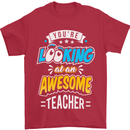 You're Looking at an Awesome Teacher Mens T-Shirt Cotton Gildan Red