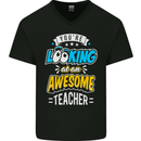 You're Looking at an Awesome Teacher Mens V-Neck Cotton T-Shirt Black