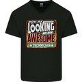 You're Looking at an Awesome Technician Mens V-Neck Cotton T-Shirt Black