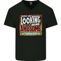 You're Looking at an Awesome Therapist Mens V-Neck Cotton T-Shirt Black