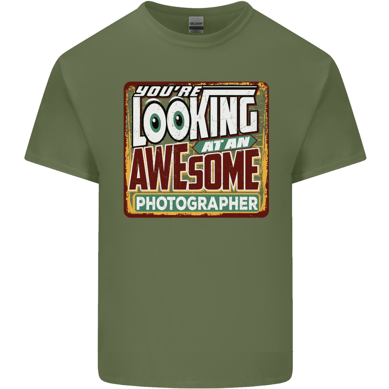 You're Looking at an Awesome Travel Agent Mens Cotton T-Shirt Tee Top Military Green