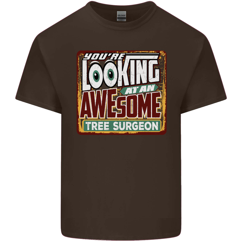 You're Looking at an Awesome Tree Surgeon Mens Cotton T-Shirt Tee Top Dark Chocolate