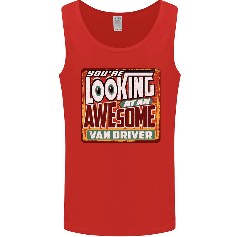 You're Looking at an Awesome Van Driver Mens Vest Tank Top Red