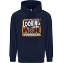 You're Looking at an Awesome Veterinarian Mens 80% Cotton Hoodie Navy Blue