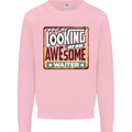 You're Looking at an Awesome Waiter Mens Sweatshirt Jumper Light Pink