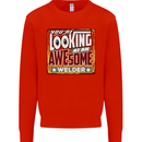 You're Looking at an Awesome Welder Mens Sweatshirt Jumper Bright Red