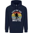 You're On Mute Funny Microphone Conference Childrens Kids Hoodie Navy Blue