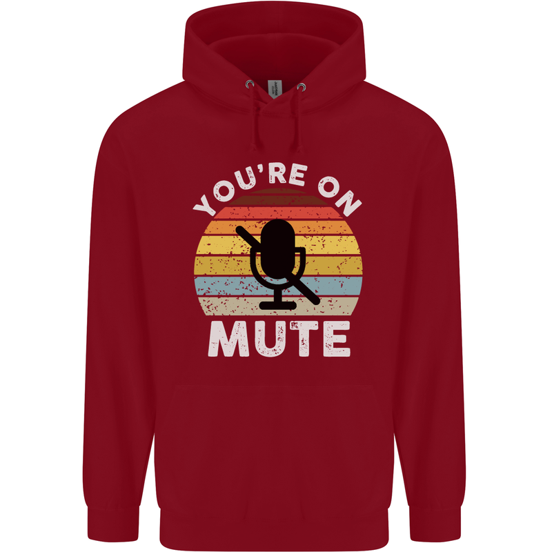 You're On Mute Funny Microphone Conference Childrens Kids Hoodie Red