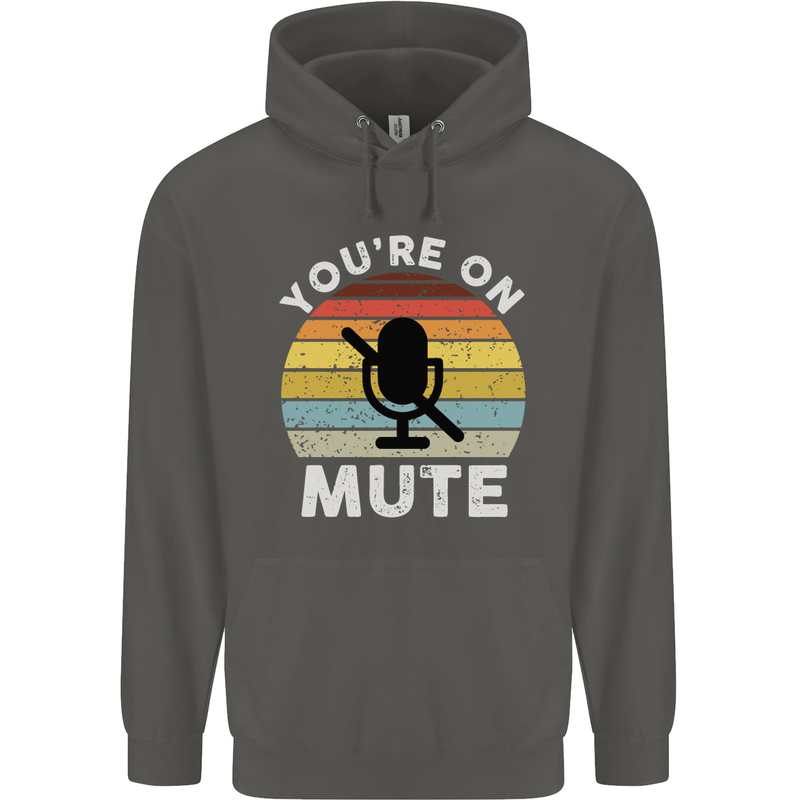 You're On Mute Funny Microphone Conference Childrens Kids Hoodie Storm Grey