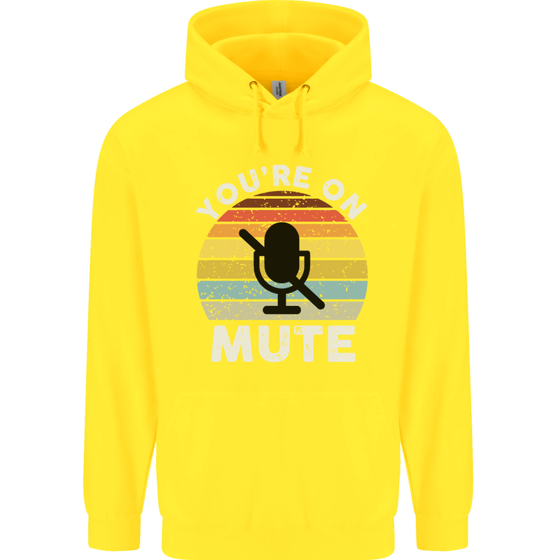 You're On Mute Funny Microphone Conference Childrens Kids Hoodie Yellow