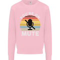 You're On Mute Funny Microphone Conference Kids Sweatshirt Jumper Light Pink