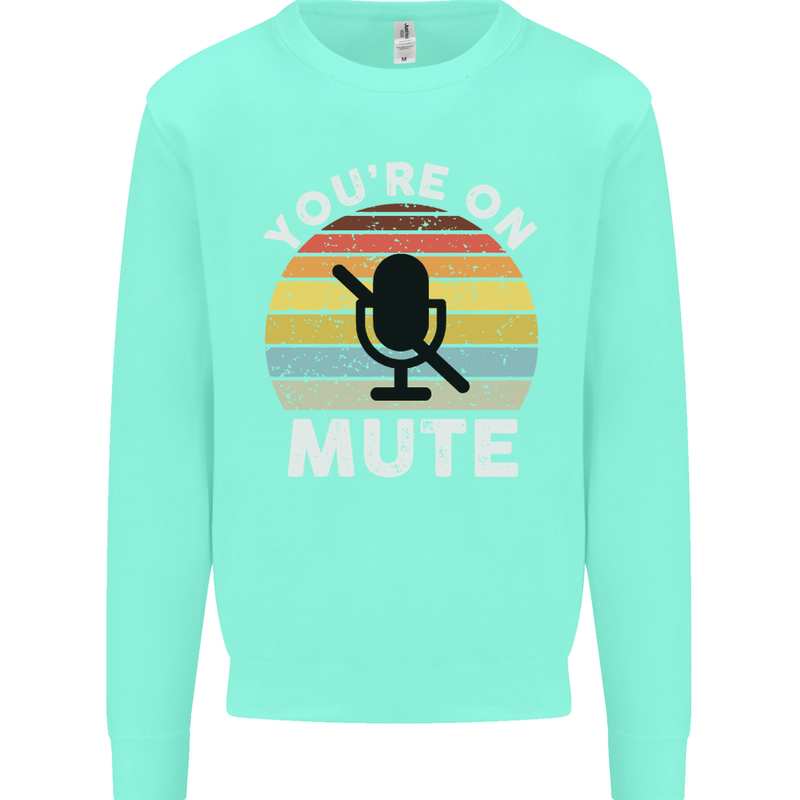 You're On Mute Funny Microphone Conference Kids Sweatshirt Jumper Peppermint