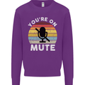 You're On Mute Funny Microphone Conference Kids Sweatshirt Jumper Purple