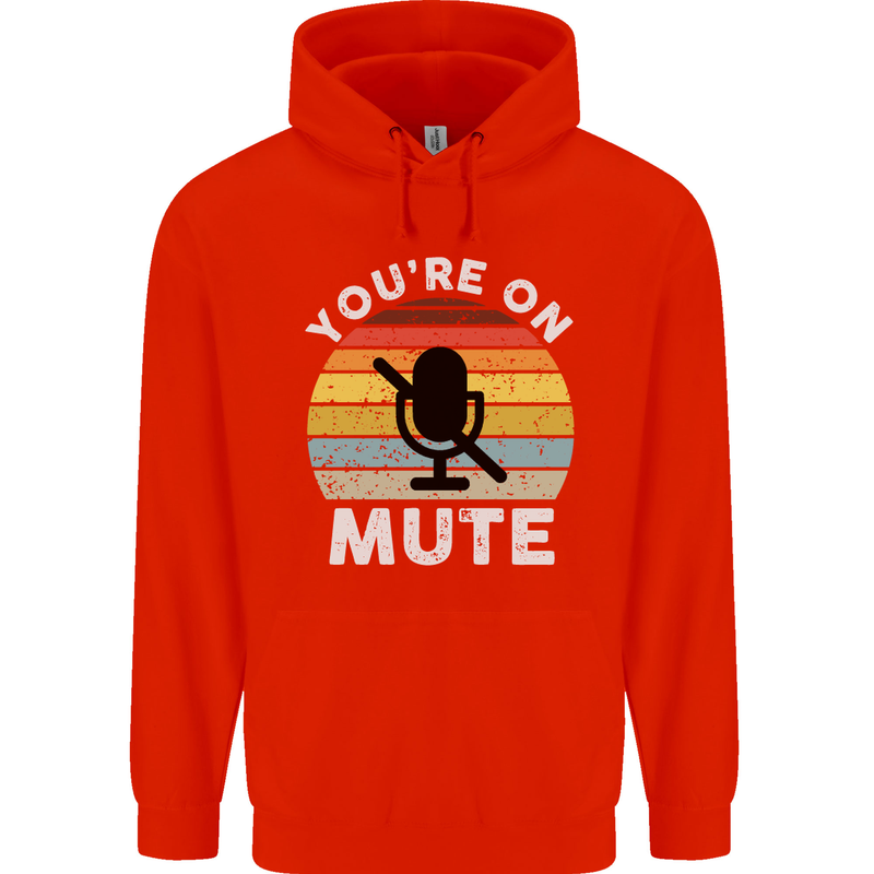You're On Mute Funny Microphone Conference Mens 80% Cotton Hoodie Bright Red