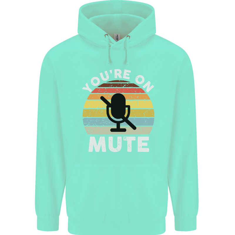 You're On Mute Funny Microphone Conference Mens 80% Cotton Hoodie Peppermint