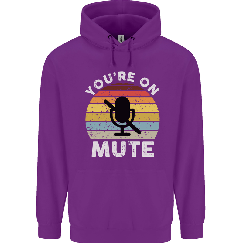 You're On Mute Funny Microphone Conference Mens 80% Cotton Hoodie Purple