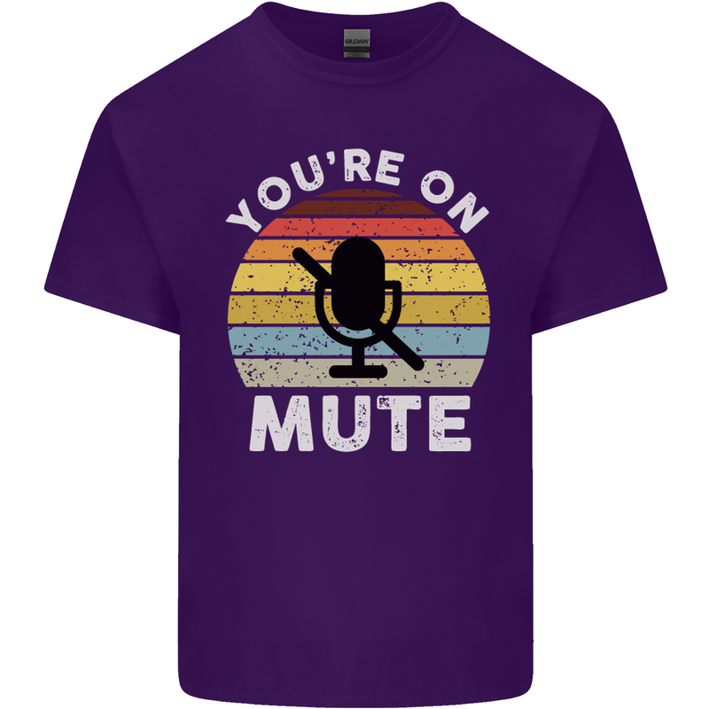 You're On Mute Funny Microphone Conference Mens Cotton T-Shirt Tee Top Purple