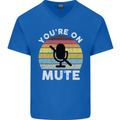 You're On Mute Funny Microphone Conference Mens V-Neck Cotton T-Shirt Royal Blue