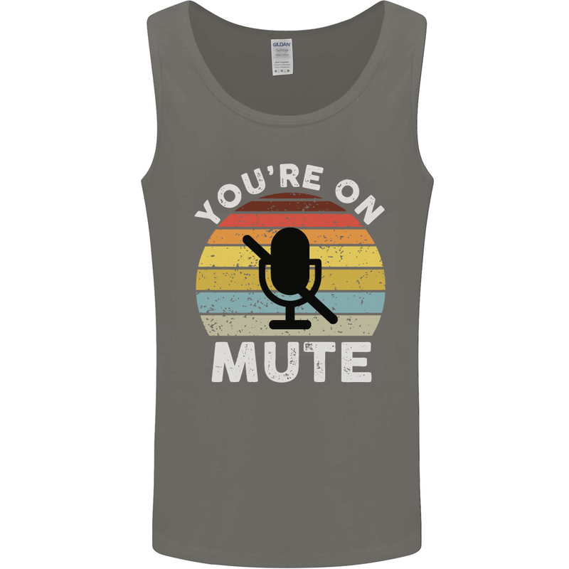 You're On Mute Funny Microphone Conference Mens Vest Tank Top Charcoal