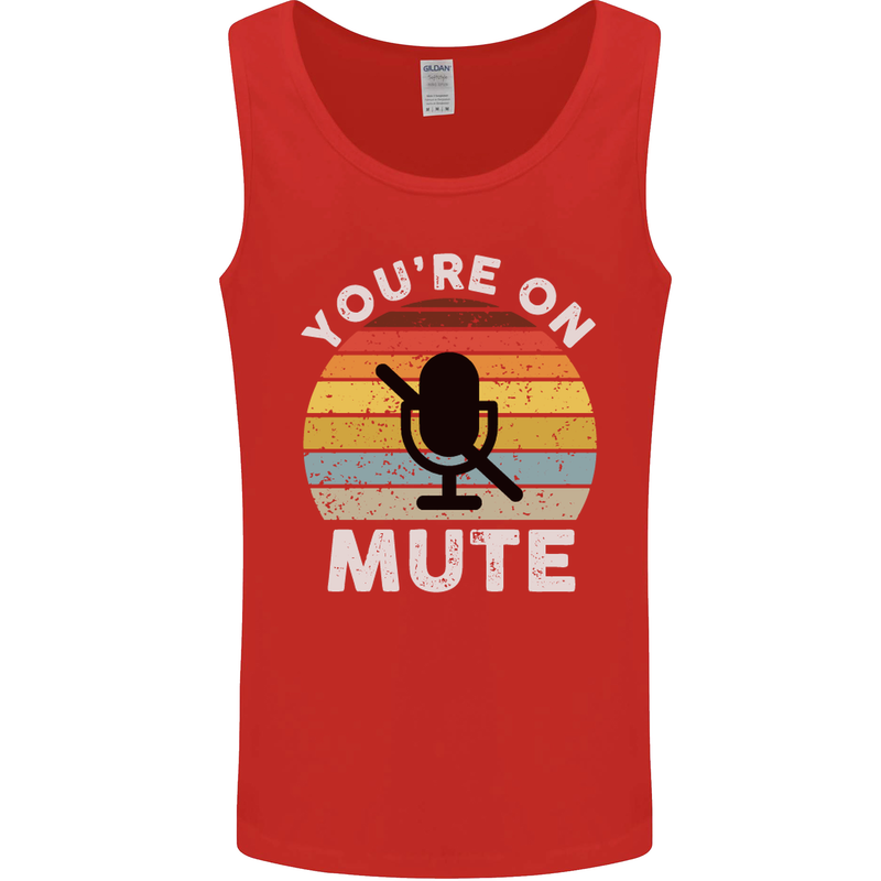 You're On Mute Funny Microphone Conference Mens Vest Tank Top Red