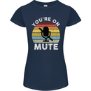 You're On Mute Funny Microphone Conference Womens Petite Cut T-Shirt Navy Blue