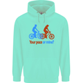 Your Pace or Mine Funny Cycling Cyclist Childrens Kids Hoodie Peppermint