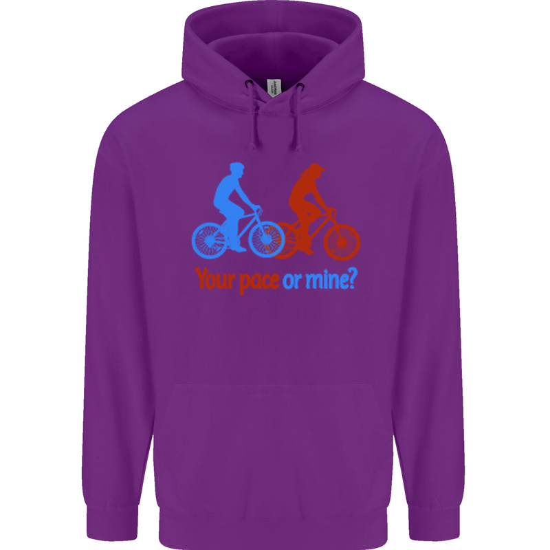 Your Pace or Mine Funny Cycling Cyclist Childrens Kids Hoodie Purple