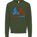 Your Pace or Mine Funny Cycling Cyclist Kids Sweatshirt Jumper Forest Green