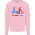 Your Pace or Mine Funny Cycling Cyclist Kids Sweatshirt Jumper Light Pink
