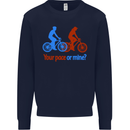 Your Pace or Mine Funny Cycling Cyclist Kids Sweatshirt Jumper Navy Blue