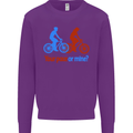 Your Pace or Mine Funny Cycling Cyclist Kids Sweatshirt Jumper Purple