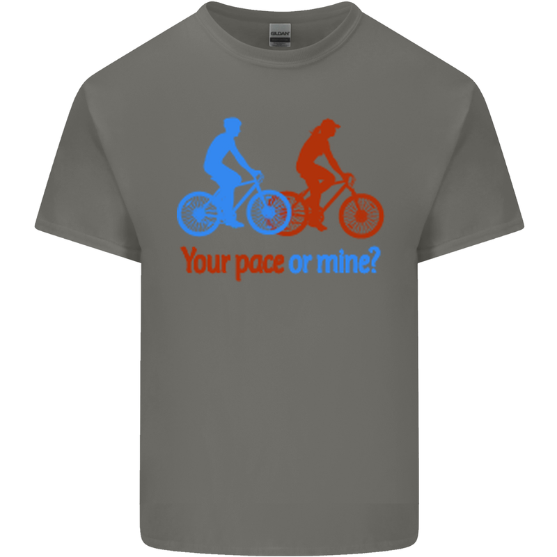 Your Pace or Mine Funny Cycling Cyclist Kids T-Shirt Childrens Charcoal