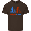 Your Pace or Mine Funny Cycling Cyclist Kids T-Shirt Childrens Chocolate