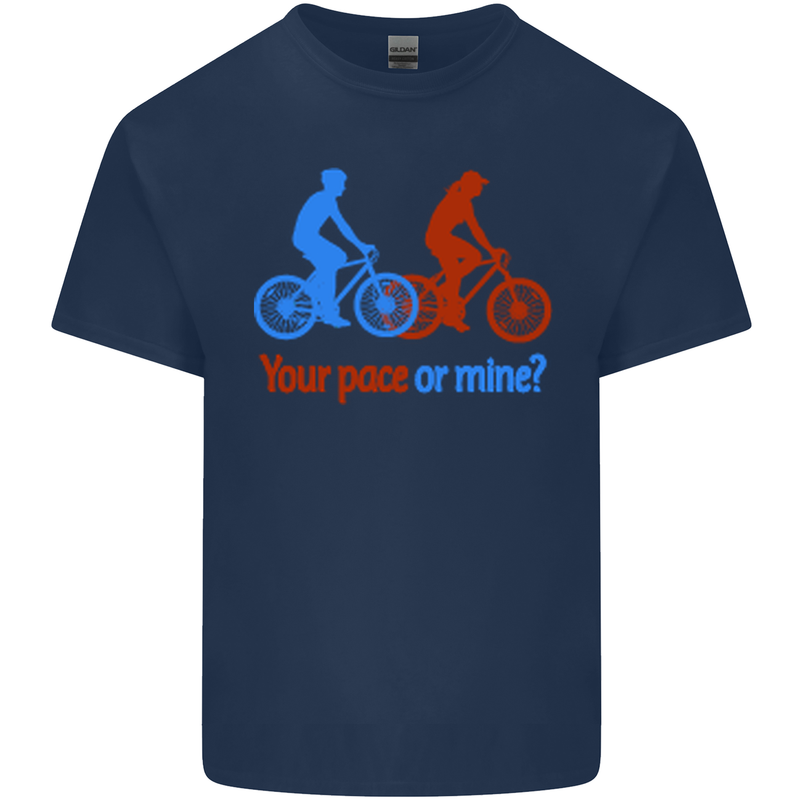 Your Pace or Mine Funny Cycling Cyclist Kids T-Shirt Childrens Navy Blue