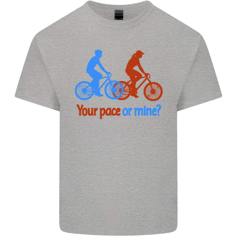 Your Pace or Mine Funny Cycling Cyclist Kids T-Shirt Childrens Sports Grey
