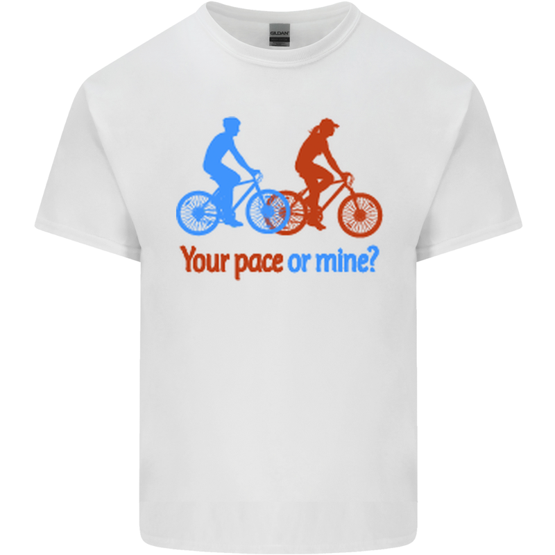Your Pace or Mine Funny Cycling Cyclist Kids T-Shirt Childrens White
