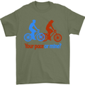 Your Pace or Mine Funny Cycling Cyclist Mens T-Shirt Cotton Gildan Military Green