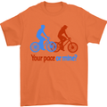 Your Pace or Mine Funny Cycling Cyclist Mens T-Shirt Cotton Gildan Orange