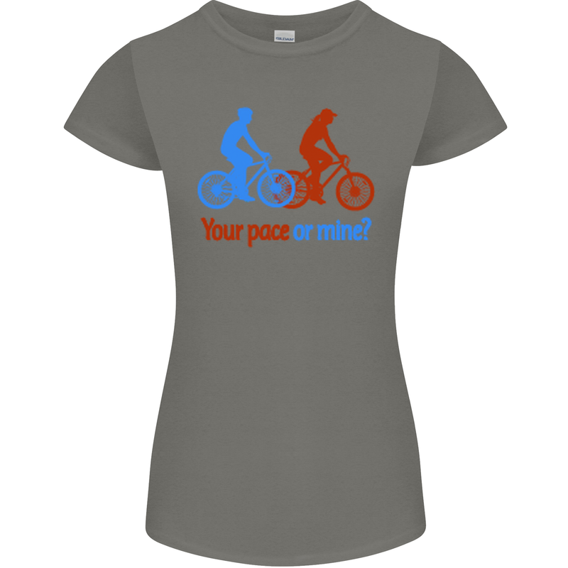 Your Pace or Mine Funny Cycling Cyclist Womens Petite Cut T-Shirt Charcoal