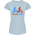 Your Pace or Mine Funny Cycling Cyclist Womens Petite Cut T-Shirt Light Blue