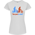 Your Pace or Mine Funny Cycling Cyclist Womens Petite Cut T-Shirt White